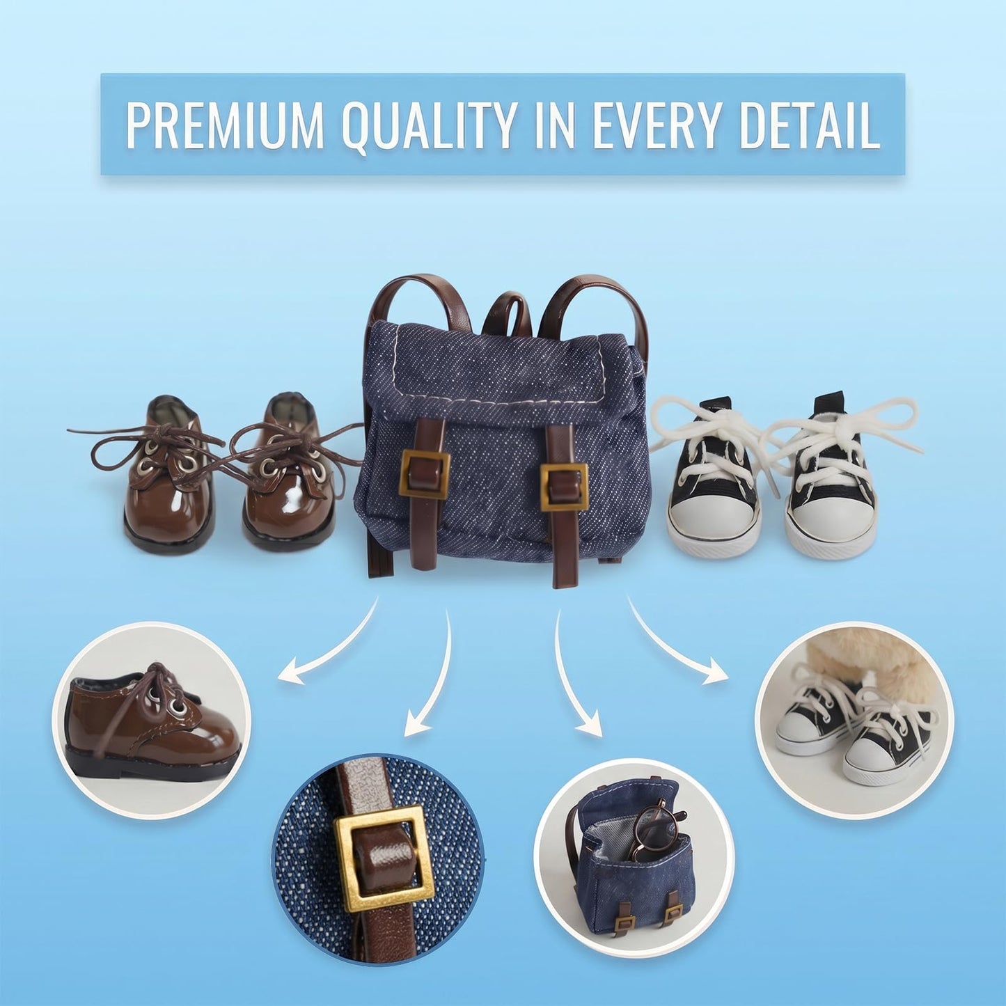 Clothes for Labubu Doll: 25-Piece Clothes & Accessories Set for 17cm/6.7in Dolls - Charm Overalls Casual OutfitsShoes Glasses Backpack Hangers Display