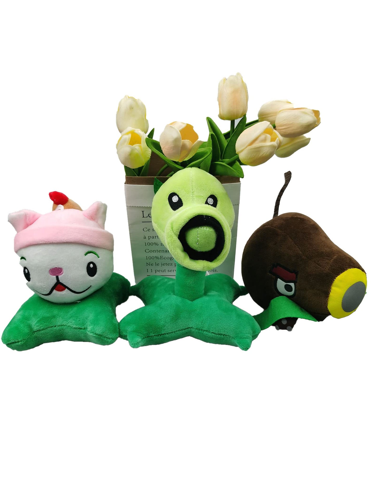JHESAO 3 PCS Lettuce Plants and Zombies Plush Banner Zombies Toys PVZ Plush 1 2 Stuffed Soft Doll Coconut Cannon Plant Toy New
