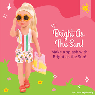Glitter Girls - 14-Inch Doll Clothes - Deluxe - Swimsuit - Bright as The Sun! - Toys, Clothes, & Accessories for Girls 3+ Years, Brown