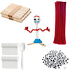 Fork Creativity Set, 100 Sets Forky DIY Creative Crafts Pack Plastic Sporks Red Pipe Cleaners Googly Eyes Popsicle Stick