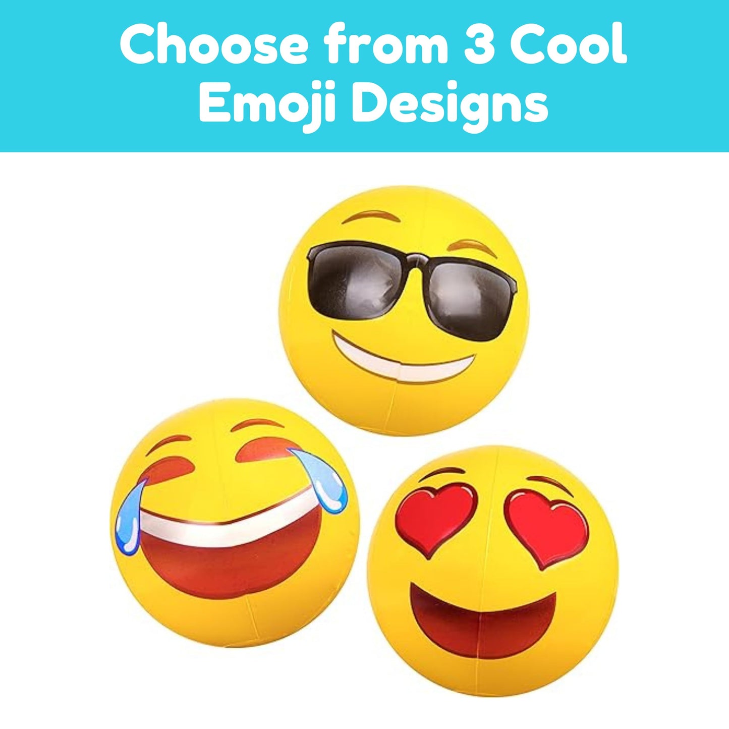 Coconut Float Emoji Beach Ball 12 Pack, 18" Inflatable Beach Balls