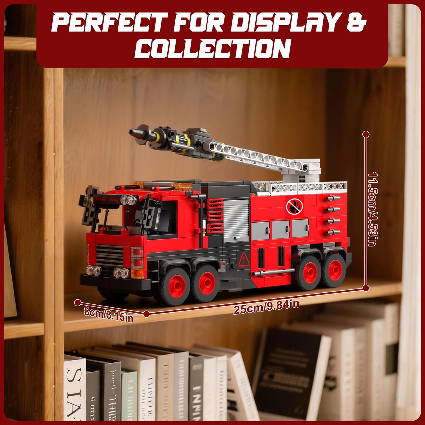 Mould King Ladder Fire Truck Building Set - 725+PCS STEM Toys for Kids & Adults, 24094 City Firetruck Building Bricks with Movable Ladder, Ideas