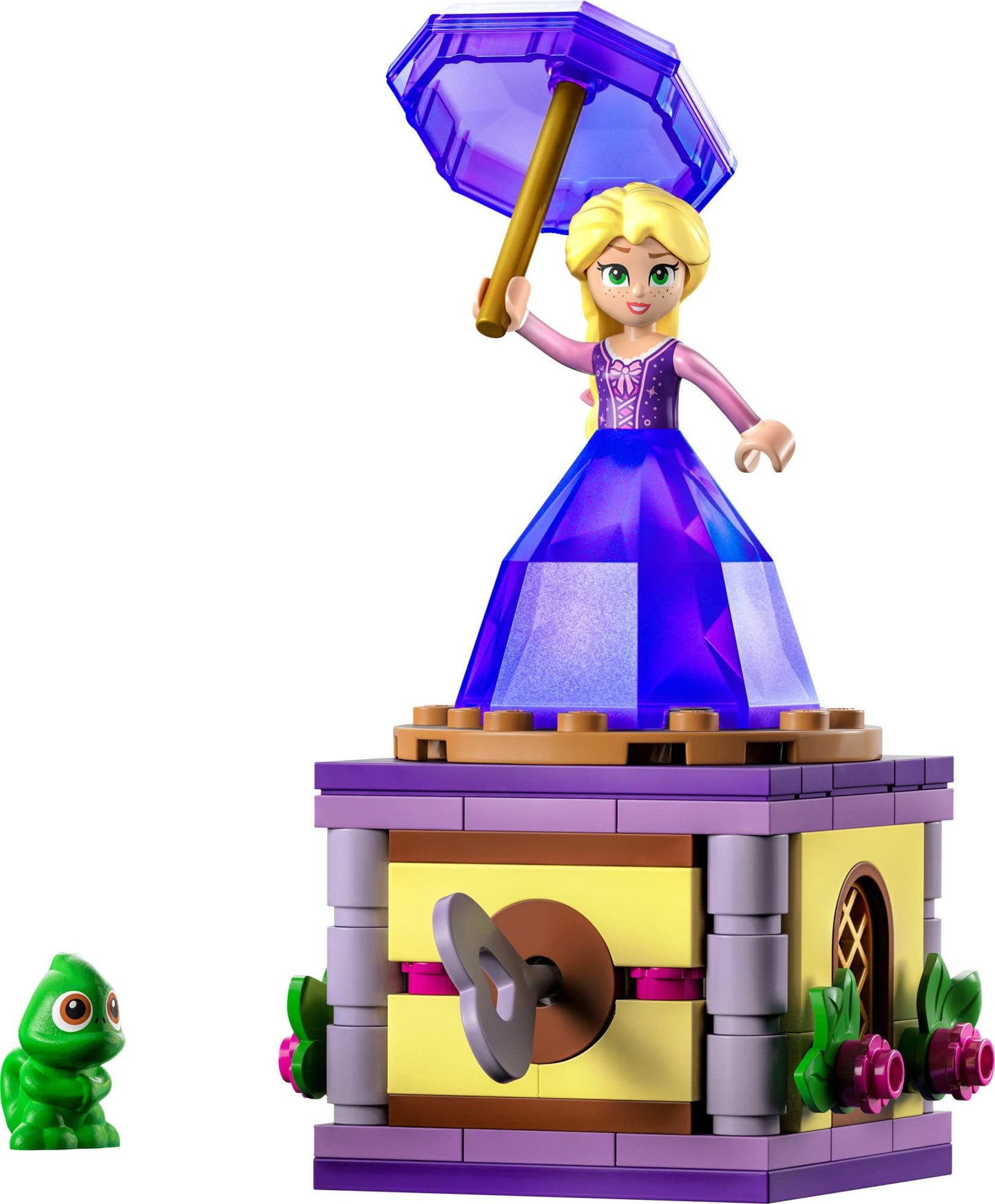 LEGO Disney Princess Twirling Rapunzel 43214 Building Toy with Diamond Dress Mini-Doll and Pascal The Chameleon Figure, Wind Up Toy Rapunzel, Disney