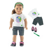 Emily Rose Girl Scouts® Officially Licensed 18 Inch Doll Camping Outfit - Badge Graphic T-Shirt, Cargo Shorts, Headband & Hiking Boots - Fits American
