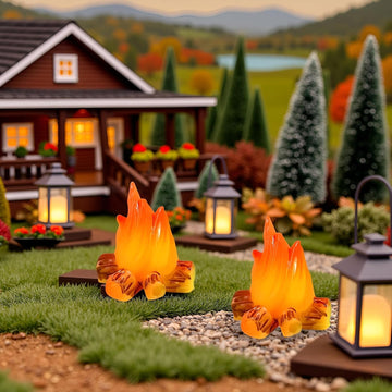3Pcs Miniature Resin Campfire Models for Dollhouse, Halloween Decor, Micro Landscapes, Creative Displays