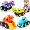 Dinosaur Push Cars for Toddlers 1-3 - 4 Pack Press & Go Dino Vehicles with T-Rex, Triceratops, Raptor & Brachiosaurus, Friction Powered Baby Car Toys