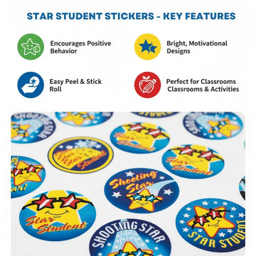 Star Student Stickers (100) - 1 Piece - Educational and Learning Activities for Kids