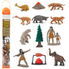 Safari Ltd. Prehistoric Life TOOB - 12 Figurines: Caveman, Cavewoman, Volcano, Mammoth, Doedicurus, Smilodon, Sloth, Dinosaurs - Educational Toy