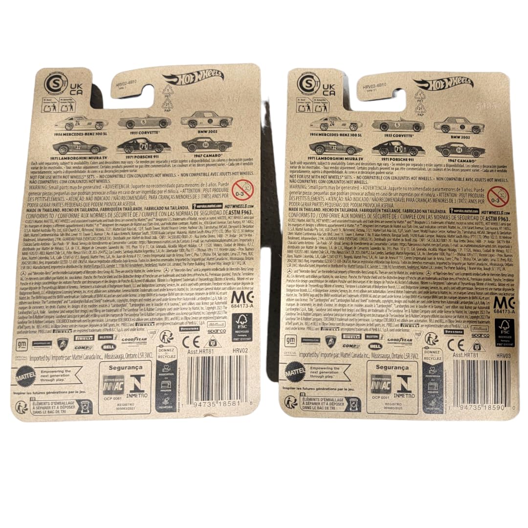 Hot Wheels 2024 Vintage Racing Club - Bundle of 2 (HRT81?956A) | BMW 2002 & Lamborghini Miura SV | 1:64 Die?Cast Collector Cars - Ages 3+