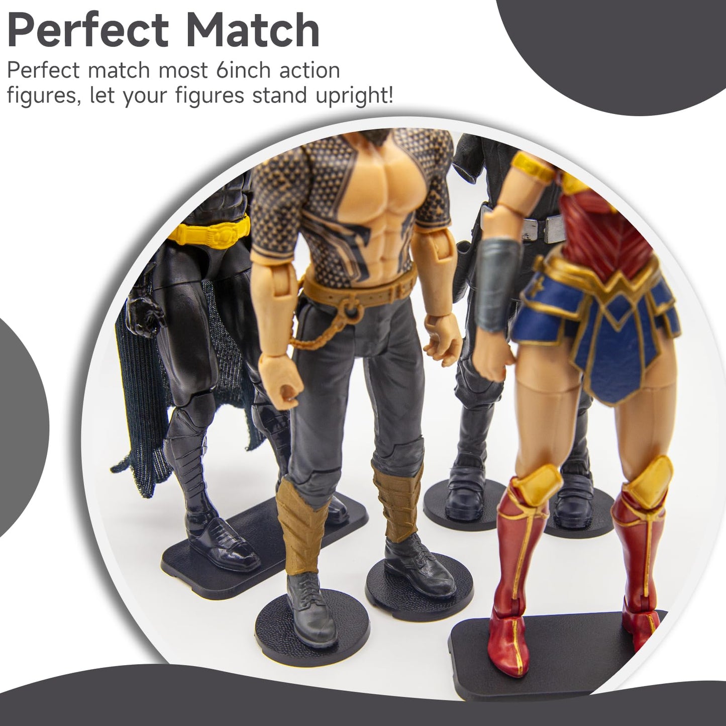 EBCO 50Pcs Mix Plastic Black Stand Bases 32mm for Most 6 inch Action Figure Such as Marvel Legends /DC/ Gi Joe/ Motu Toy