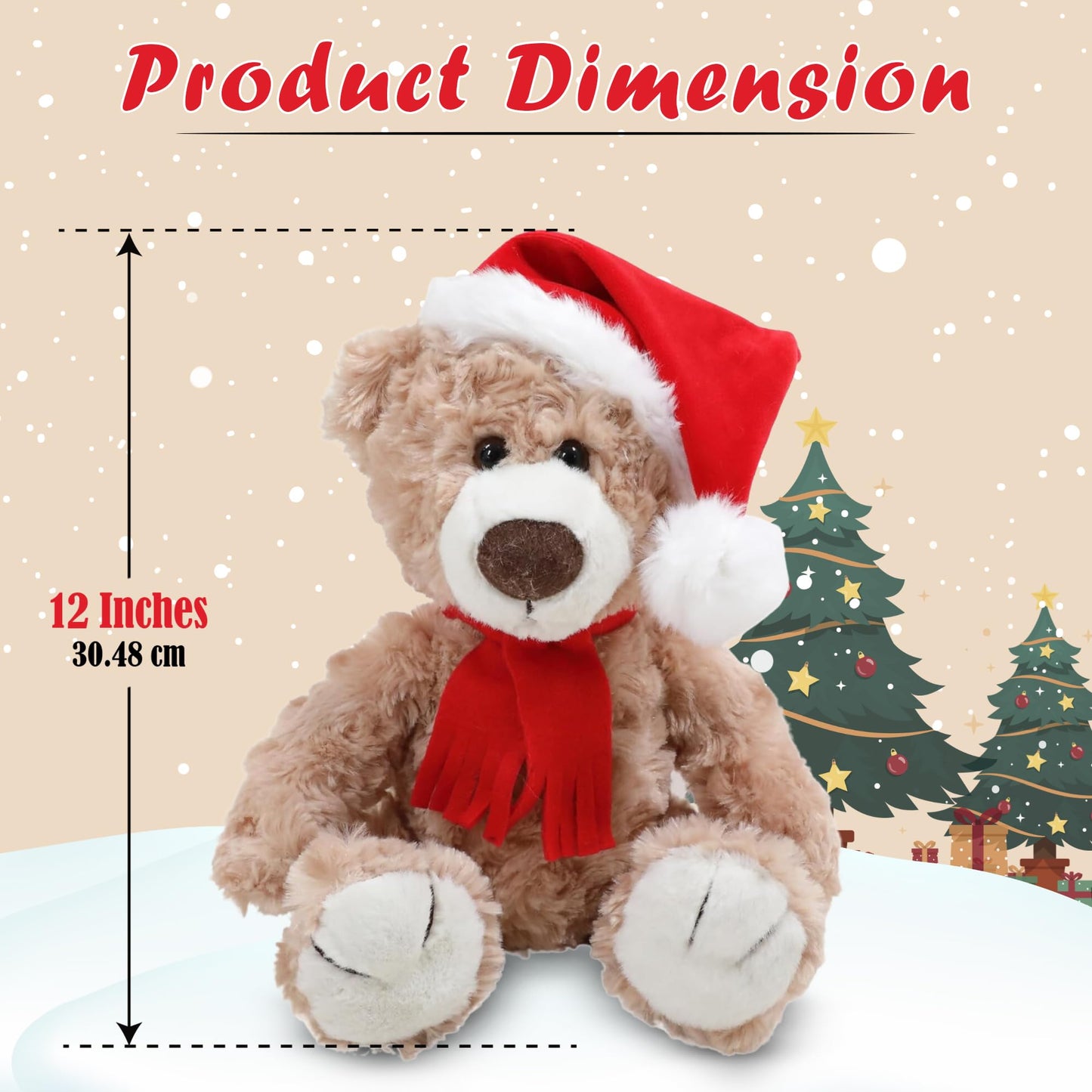Made By Aliens Christmas Logan Teddy Bear Stuffed Animal - Adorable Xmas Plush Toy with Hat and Scarf - Soft and Cuddly Winter Companion for Kids