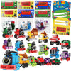 24 Packs Train Building Blocks with Valentines Gift Cards, 6 in 1 Train Building Blocks Sets for Boys Girls Goodie Bags Carnival Prizes Birthday