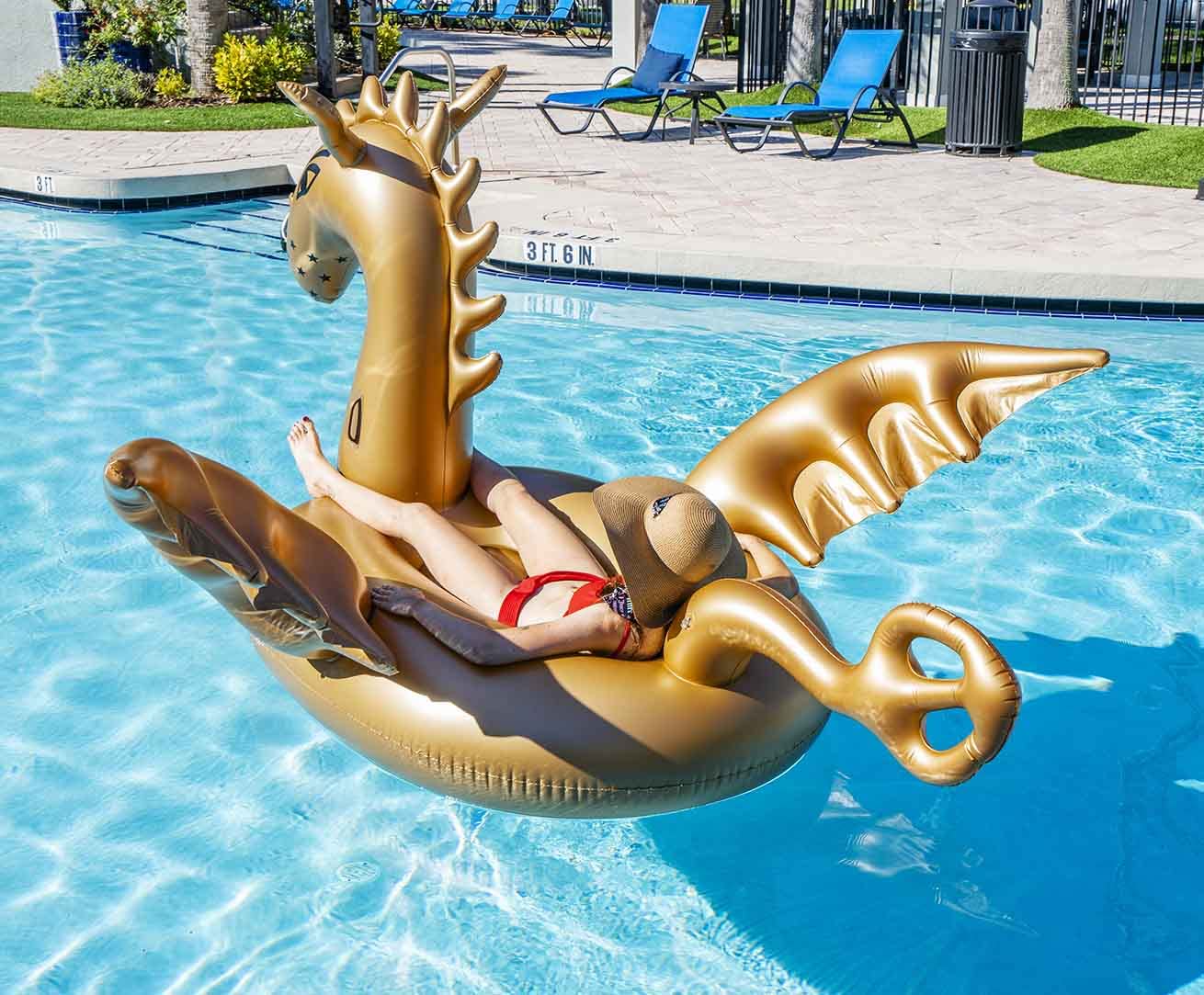 Giant Inflatable 103" Golden Dragon Pool Float - Luxy Float