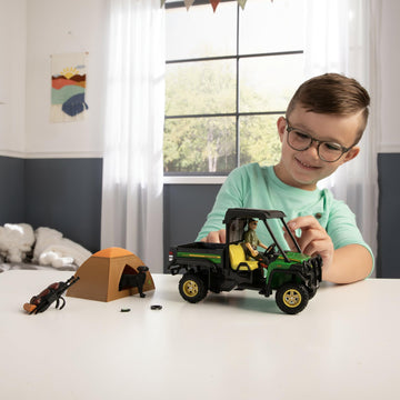 TOMY Big Farm Outdoor Adventure Toy Playset- 1:16 Scale - Includes John Deere Gator RSX 860i, Camping Accessories, and Two Toy Figures - John Deere