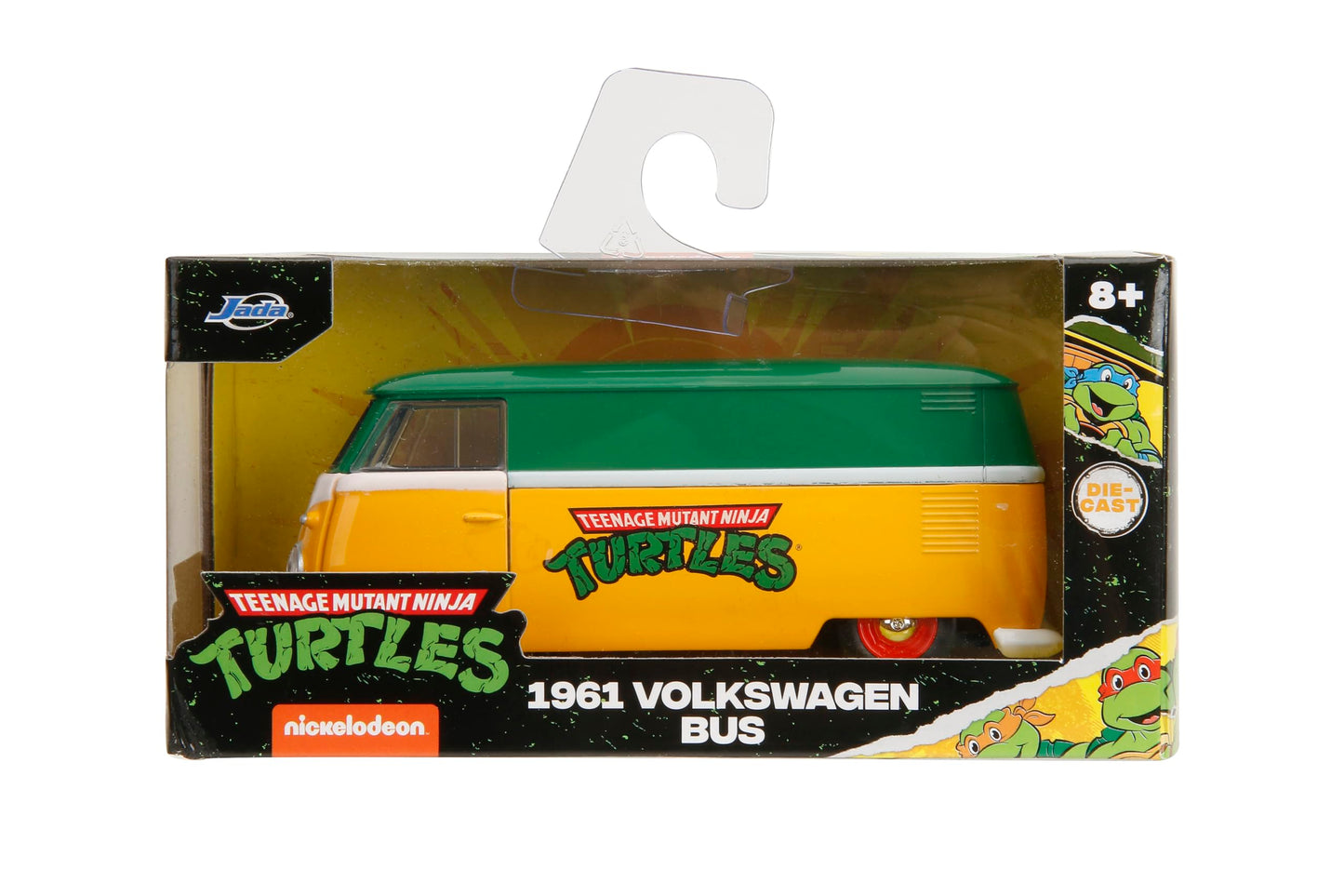 Jada Toys - Hollywood Rides TMNT 1961 VW Bus - Die-Cast Model Car - Opening Doors, Detailed Interior - 1:32 Scale Collectible - Age 8+, Green & Yellow