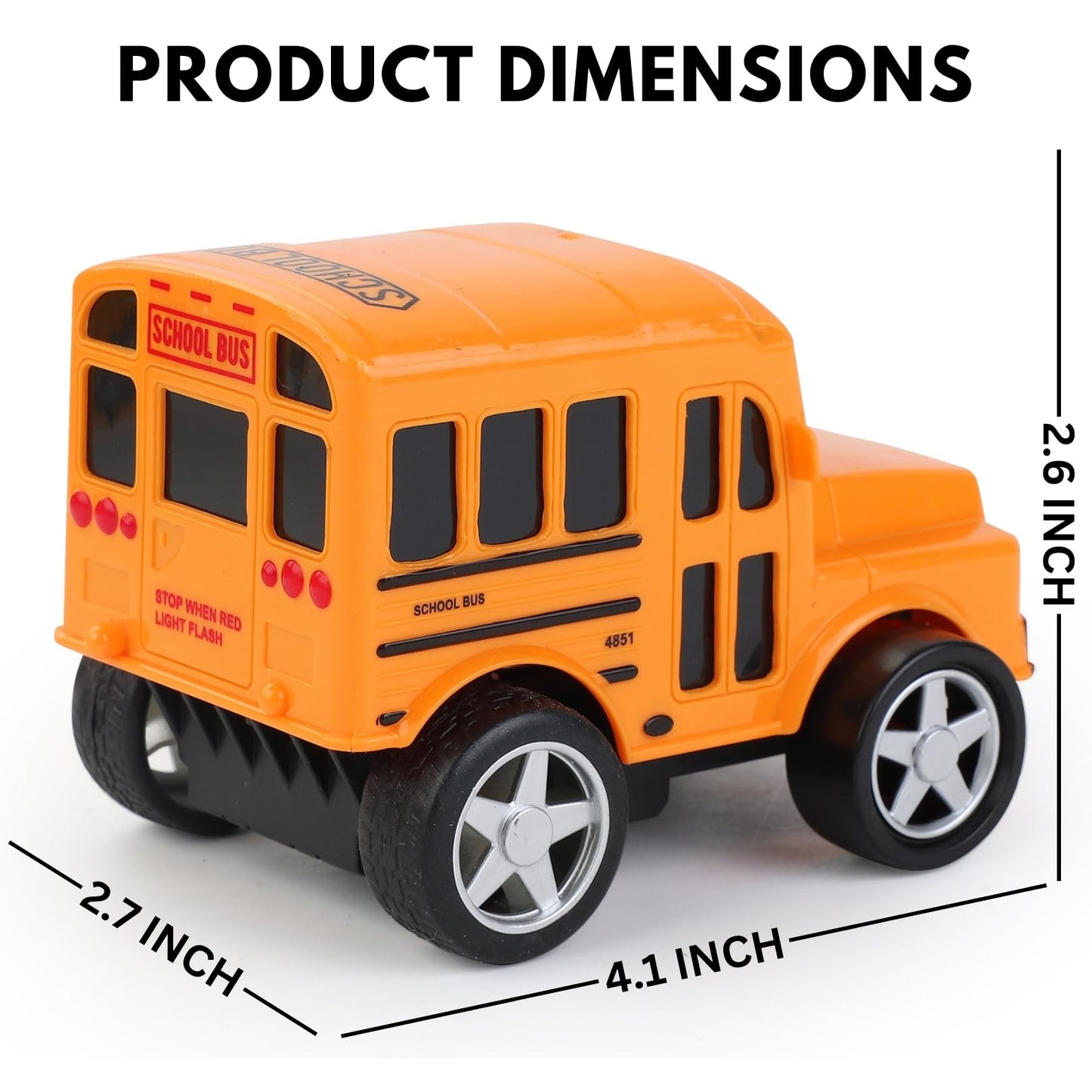 12 Pack in Box Chubby School Bus Model Toys - 4 inches Classic Long Nose Friction Powered 360 Rotation Vehicles - Ideal Gift, Party Favors for Kids (1