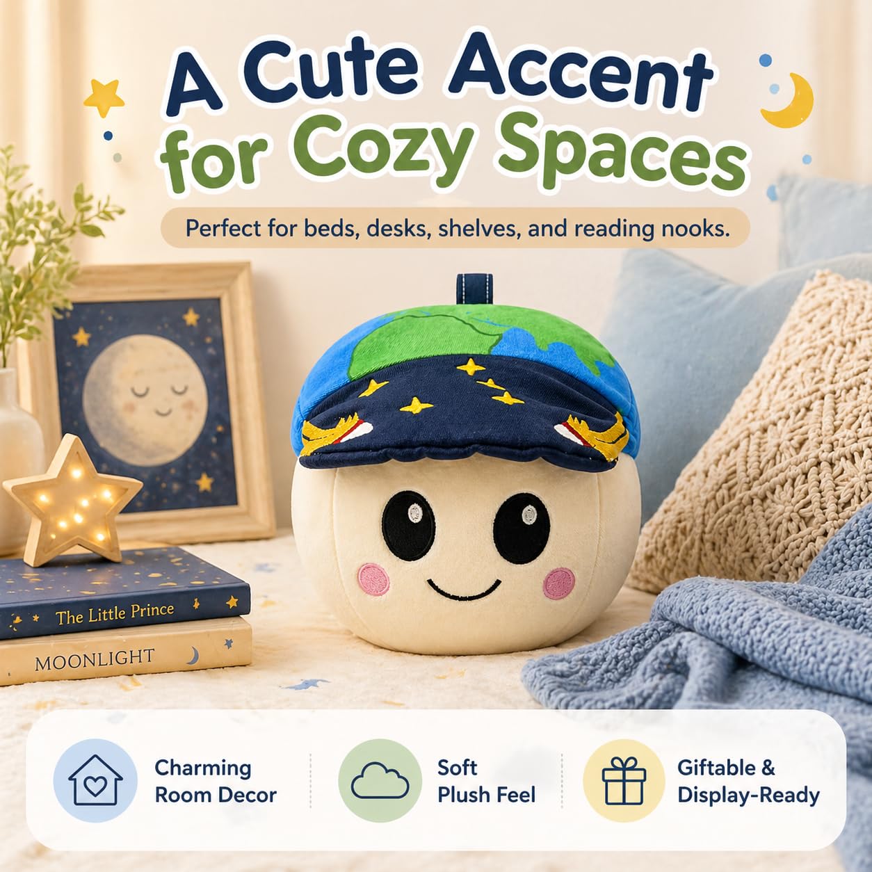 Lithosync 8.67Inch Artemis 2 Rise Plush Toy, Artemis II Moon Mission Stuffed Animal with Embroidered Starry Hat, Cute Space Mascot Pillow, Collectible