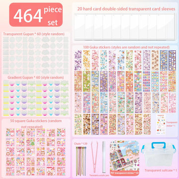 464 Pcs Gu-ka Laser Sticker Set Combination, Various Shapes of Gupan are Material Bags for Girls to DIY (A0806)