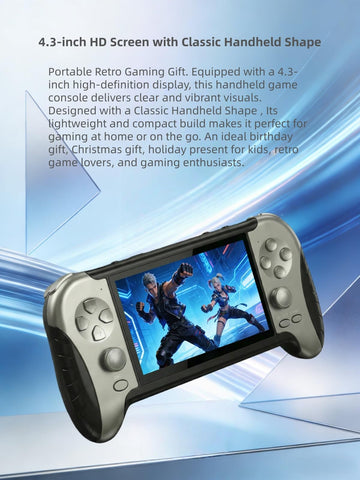 YHFITN 4.3-Inch HD Screen Portable Retro Game Console with Built-in Classic Games - Instant Save, TV Output, Video/Music Player, for Teens & Adults