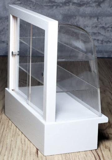 Miniature Cake Bakery & Bread Display Cabinet Beautifully Handmade, piece by piece - 1/12 Scale Dollhouse Bakery Furniture, Acrylic & Wood Showcase