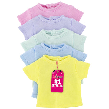 Emily Rose 14.5 Inch Doll Clothes - 5PC Pastel T-Shirts for Crafting & Sublimation | Gift Boxed | Wellie Wishers & Glitter Girls Compatible - USA