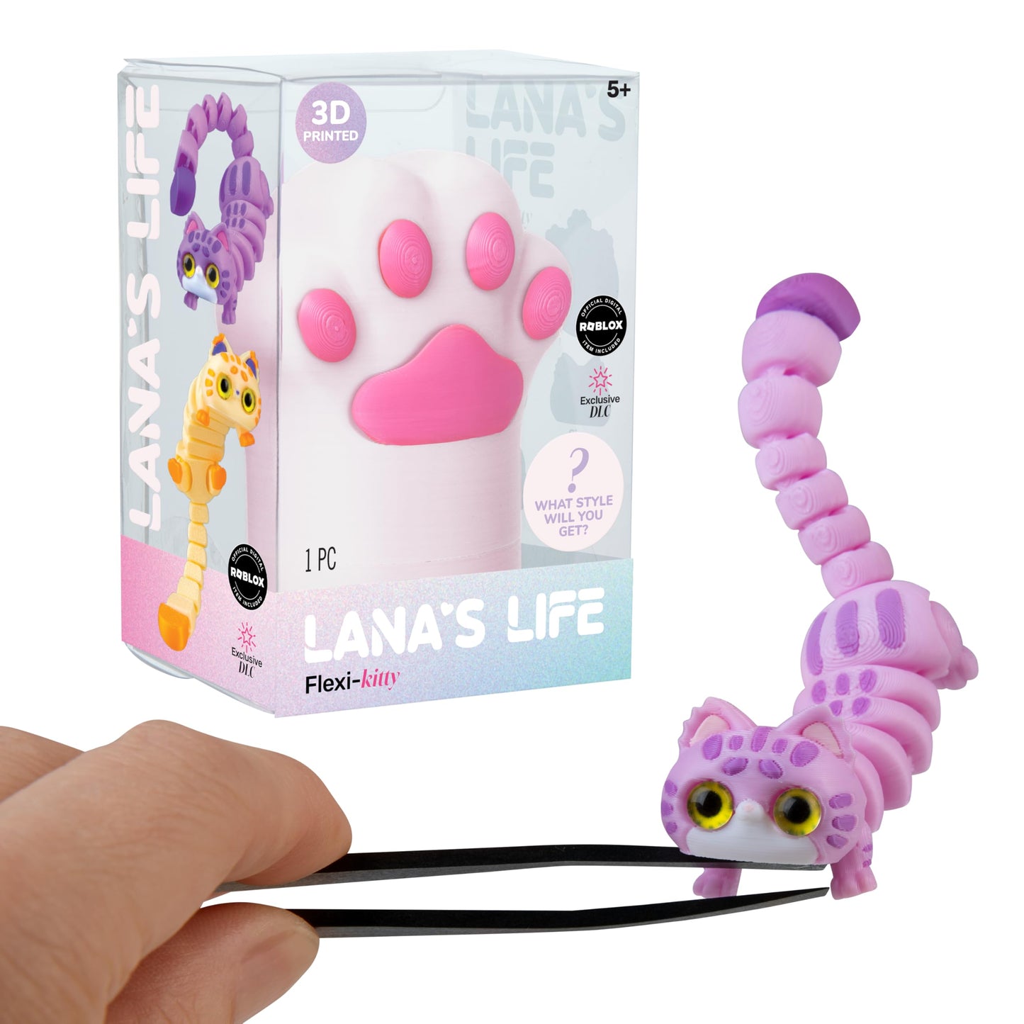 Lana's Life 3D Printed Flexi-Kitty Blind Box Cat Paw (White) - 1 Individual White Cat Paw Containing 1 Randomly Assorted Collectible 3D Printed