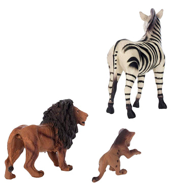 Class Collections Father Lion Baby Lion and Zebra Animal Figure 5 inch Children's Toy 3 Piece Playset