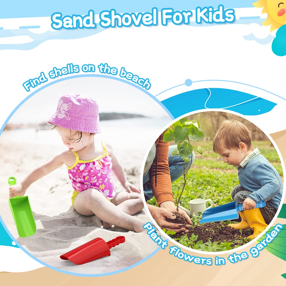 LNCOJOLM 3 PCS Thick 9" Beach Shovel Spade Scoop Trowel Sand Toys for Kid Toddler Adult, Plastic Heavy Duty Garden Digging Planting Shovel Tool Kit