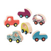 B. toys Wooden Toy Cars Set, Free Wheee-Lees, 6 Mini Vehicles, Wood Toys