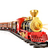 TEMI Train Set for Kids Toddlers 3-5, Train with Steam Engine, Cargo Car and Long Track, Rechargeable Battery Play Red Train Toys with Smoke, Light