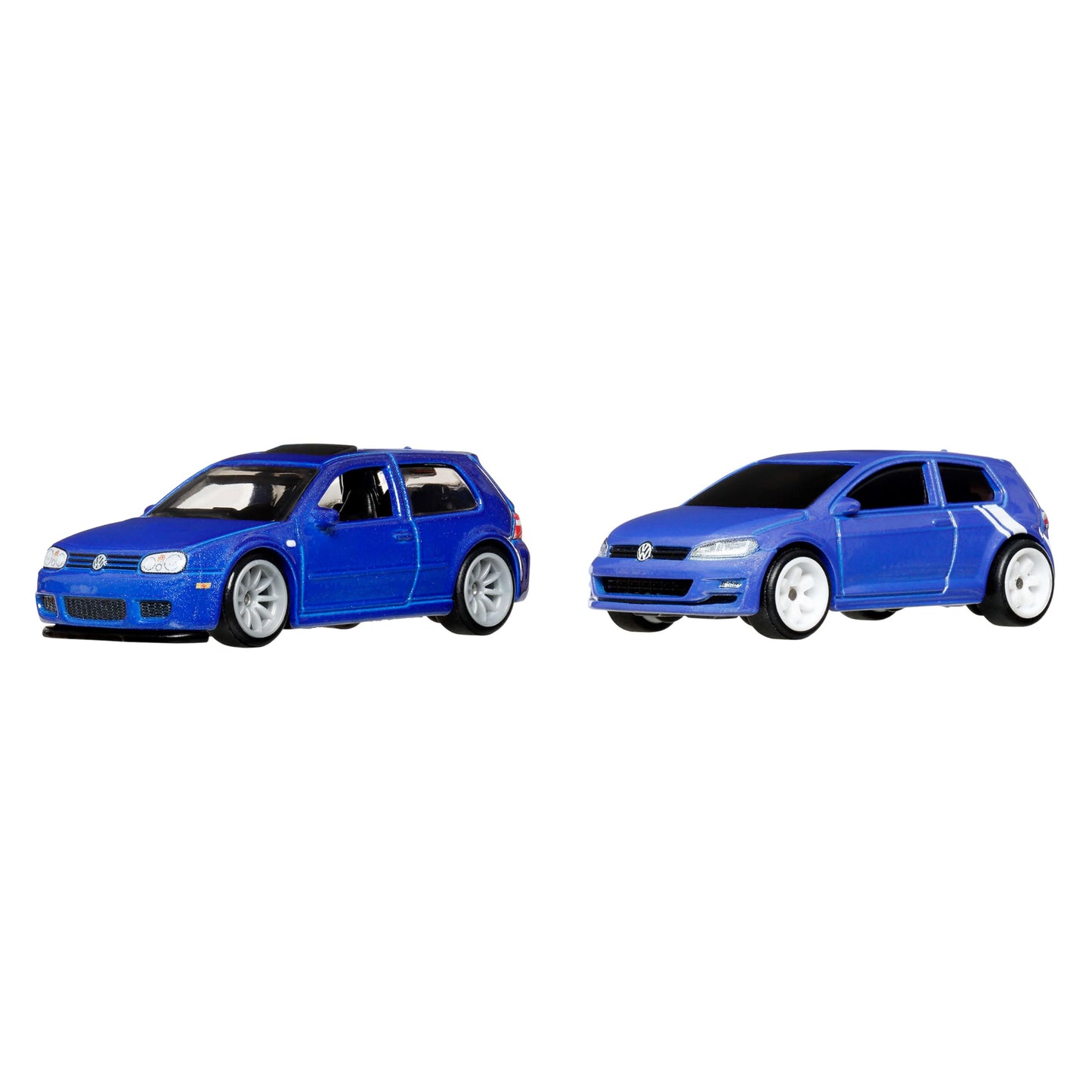 Hot Wheels Premium Car Culture Pack with Two Vehicles (2004 Volkswagen Golf R32 & Volkswagen Golf MK7) to 1:64 Scale, Real Riders, Metal/Metal