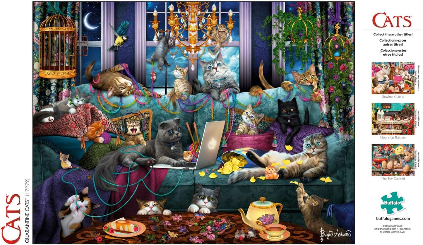 Buffalo Games - Brigid Ashwood - Quarantine Cats - 750 Piece Jigsaw Puzzle For Adults -Challenging Puzzle Perfect for Game Nights - Finished Size is