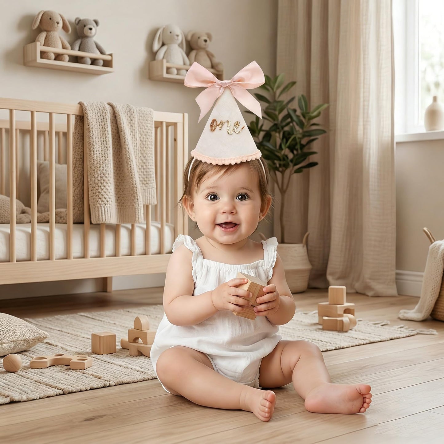 Packyouth First Birthday Hat For Baby Boys/Girls 1st Birthday Boho Decorations Birthday Costume Headwear for Cake Smash Party Birthday Celebration (1