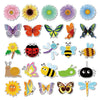 Anor Wishlife Flower Stickers(50pcs),Hungry Caterpillar,Butterfly,Spring,Summer,Bee PVC Waterproof Stickers for Kids,Adults,Decals
