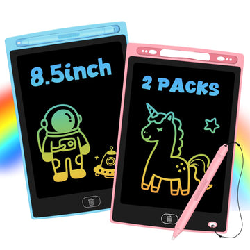 Glochin 2 Pack LCD Writing Tablet for Kids, Erasable and Reusable Toddler Doodle Board in 8.5 inch, Ideal Educational Drawing Pad for Learning Toy