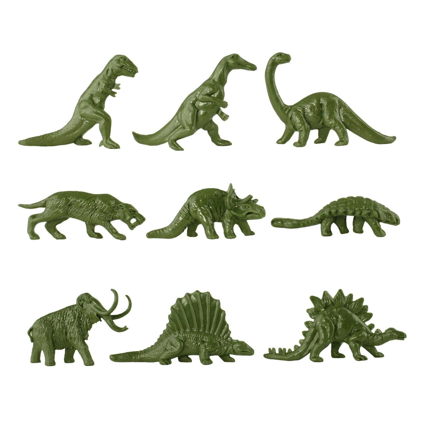 Tim Mee Toy TimMee Prehistoric Plastic Dinosaur & Caveman Figures - Tan, Rust, & OD Green 73pc