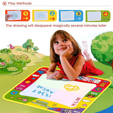 Magic Drawing Mat/Water Doodle Mats(31.4in x 23.6in) with 4 Color,Reusable Coloring Aqua Classic Mat Drawing Learning Painting Mats with Magic Pen