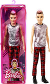 Barbie Ken Fashionistas Doll #176 with Sculpted Brunette Ombre-Tipped Hair Wearing a Sleeveless Tie-dye Shirt, Red Plaid Pants & Black Boots, Toy for