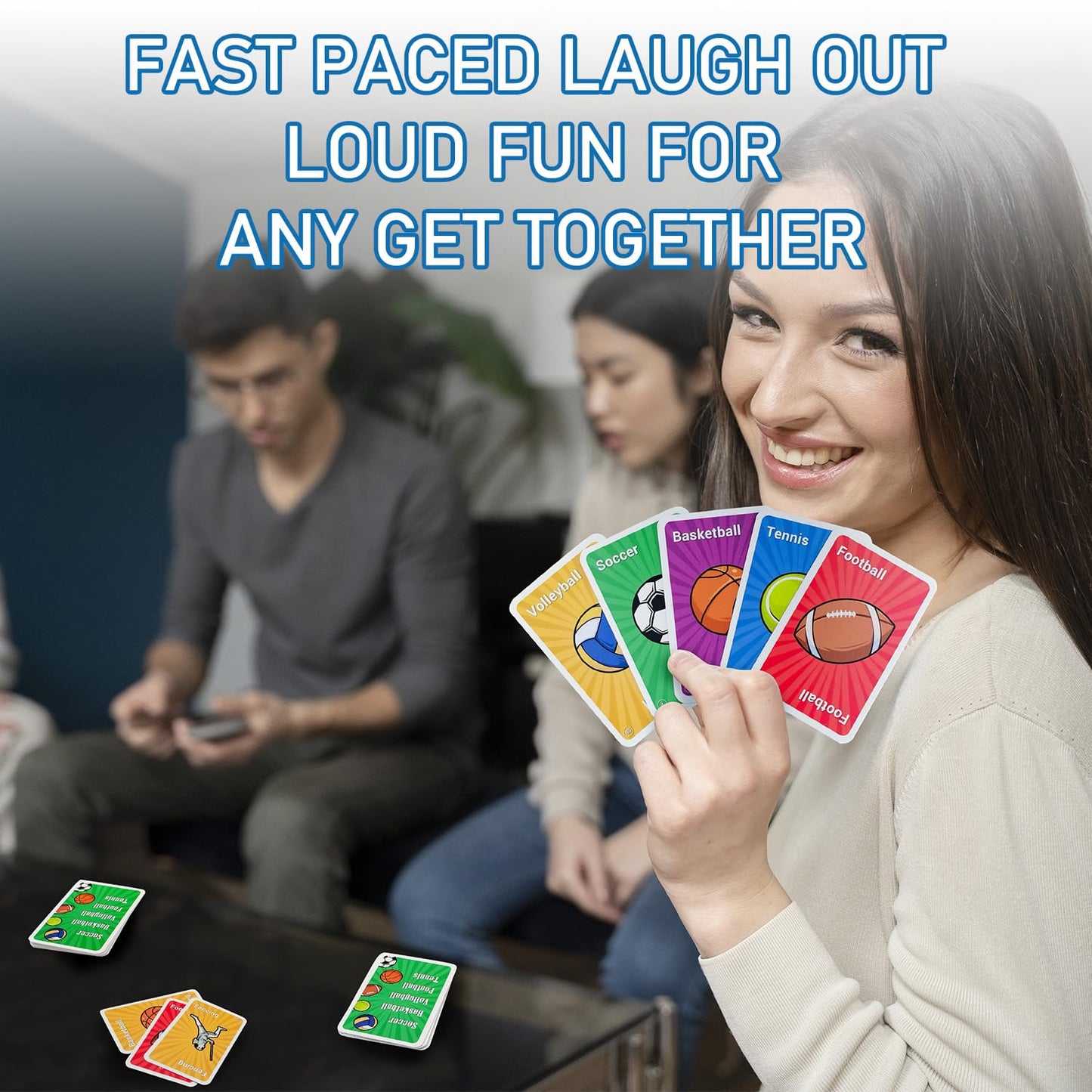 Sports Card Game - Soccer Basketball Volleyball Football Tennis - Speed-Matching Board Games for Adults Wildly Entertaining & Easy to Learn