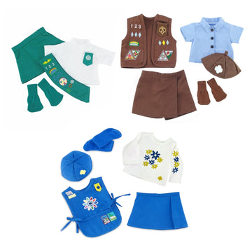 Emily Rose 18 Inch Doll Clothes Value Pack (3) Girl Scout Uniforms, Including Daisy, Brownie and Junior Costume Outfits | Officially Licensed by Girl