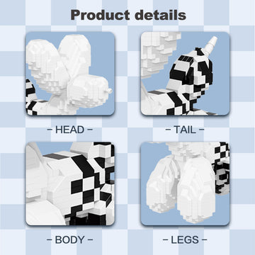 Micro Building Blocks Set for Adults 1569PCS, Animal Balloon Dog (2 Color Options: White/Black Dominant) Tiny Bricks Model Kit, DIY Decor & Gift