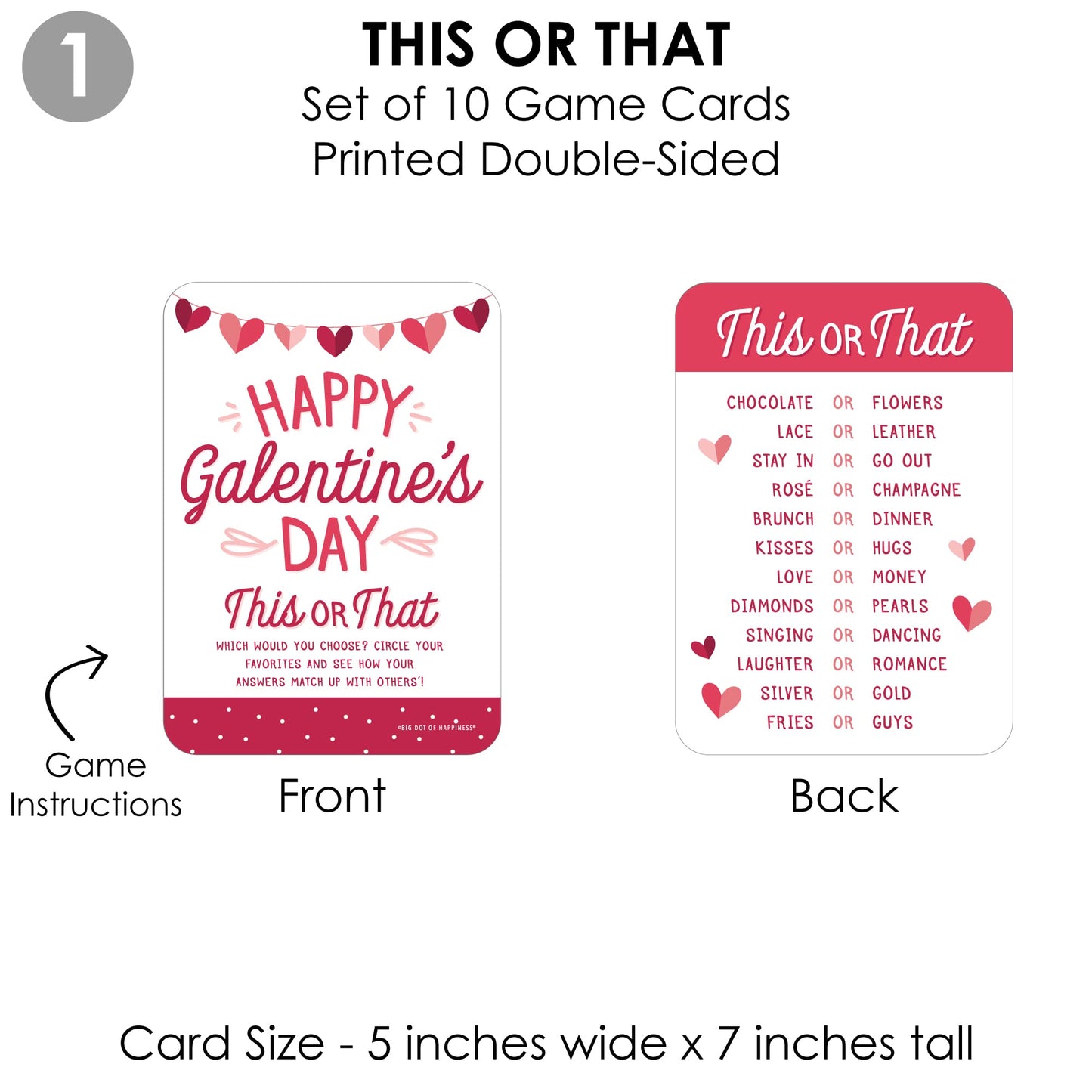Big Dot of Happiness Happy Galentine’s Day - 4 Valentine’s Day Party Games - 10 Cards Each - Gamerific Bundle