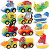 Liberty Imports 70 Pcs Toddlers Car Big Building Blocks Set, 12Pcs Different Vehicles, Kids Build Your Own Toy Cars, Compatible with Major Brands