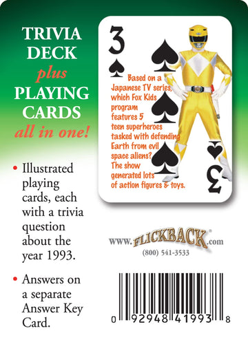 Flickback 1993 Trivia Playing Cards: 30th Birthday or Anniversary Cards