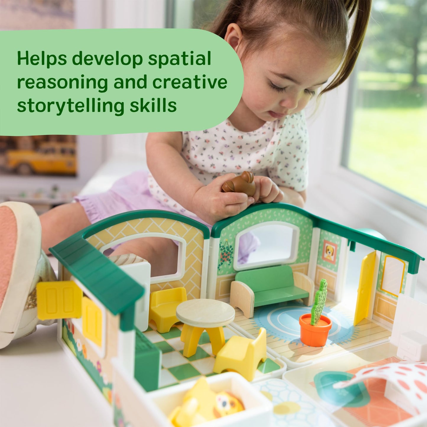 Melissa & Doug Cheery Lane Modular Play House & Figures, Wooden Play Set