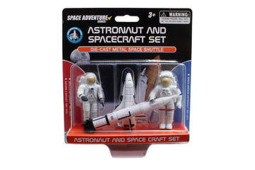 Space Adventure 4-Piece Astronaut and Spacecraft Die-cast Metal Space Shuttle Fun Toys and Collectibles Perfect for Ages 3+