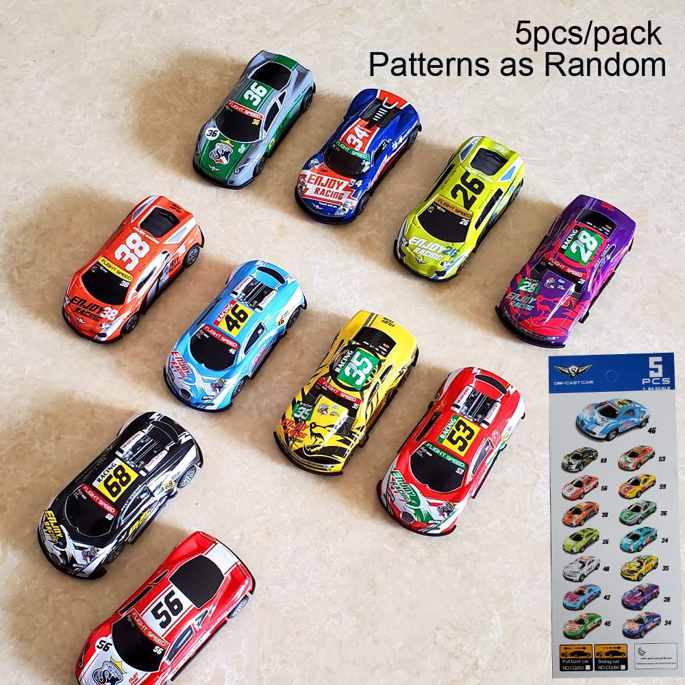 Himeeu Pull Back Racing Cars Die cast Race Car Vehicles,3 Inch Metal Friction Powered Car Toys for Toddlers, Set of 5 (Racing Cars)