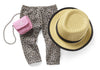 American Girl Truly Me 18-inch Doll Accessories Leopard-Print Pants, Pink Pants, and Straw Hat with Ribbon, For Ages 6+