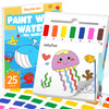 Shuttle Art Paint with Water Coloring Book for Kids, 25 Sea World Themed Pages with 2 Brushes, Mess-Free Watercolor Paint Set, Travel-Friendly Art
