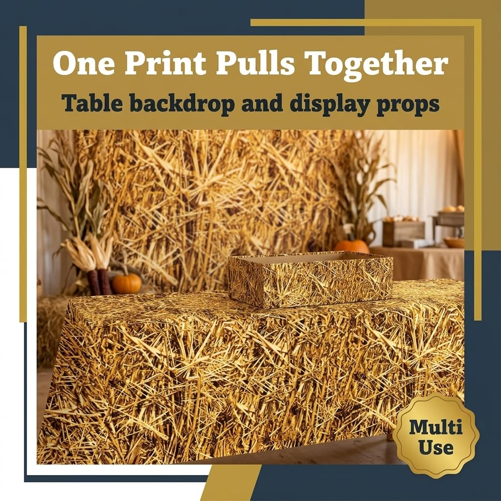 Oojami 4 Pack Straw Table Cover Western Birthday Theme Tablecloth Large Size 54" x 108" Ideal for Cowboy Theme Party, Hawaiian Luau, Carnivals, Farm